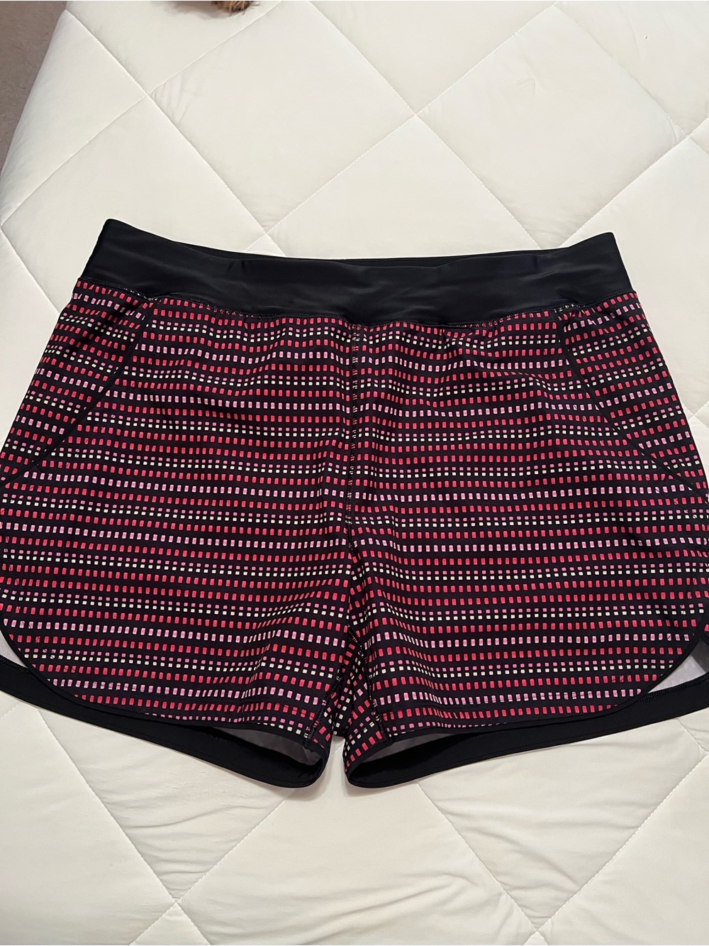 Women’s Black & Pink Patterned Swim Shorts